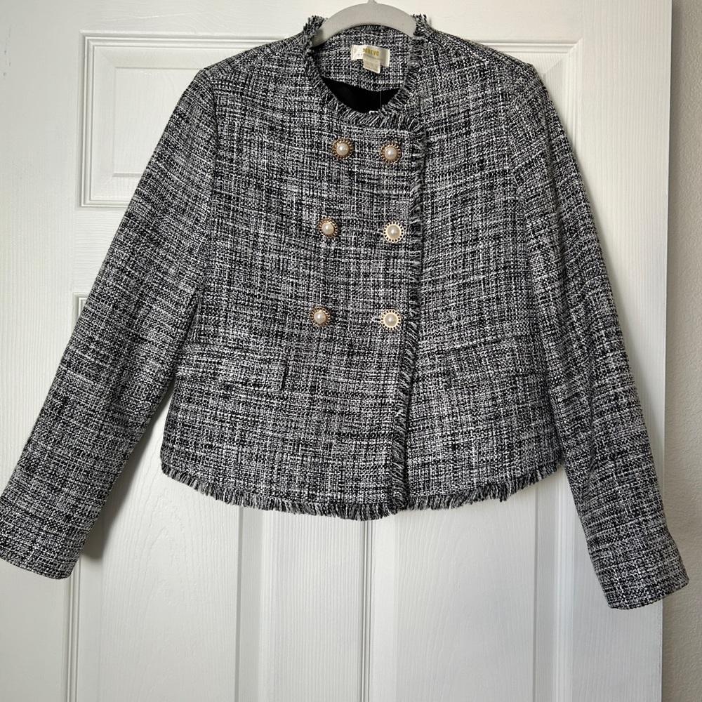 NWT Maeve by Anthropologie Tweed Double-Breasted Jacket - Picture 3 of 6